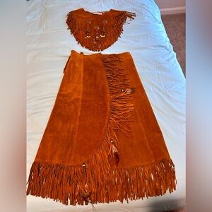 Steerbrand fringe top and skirt set